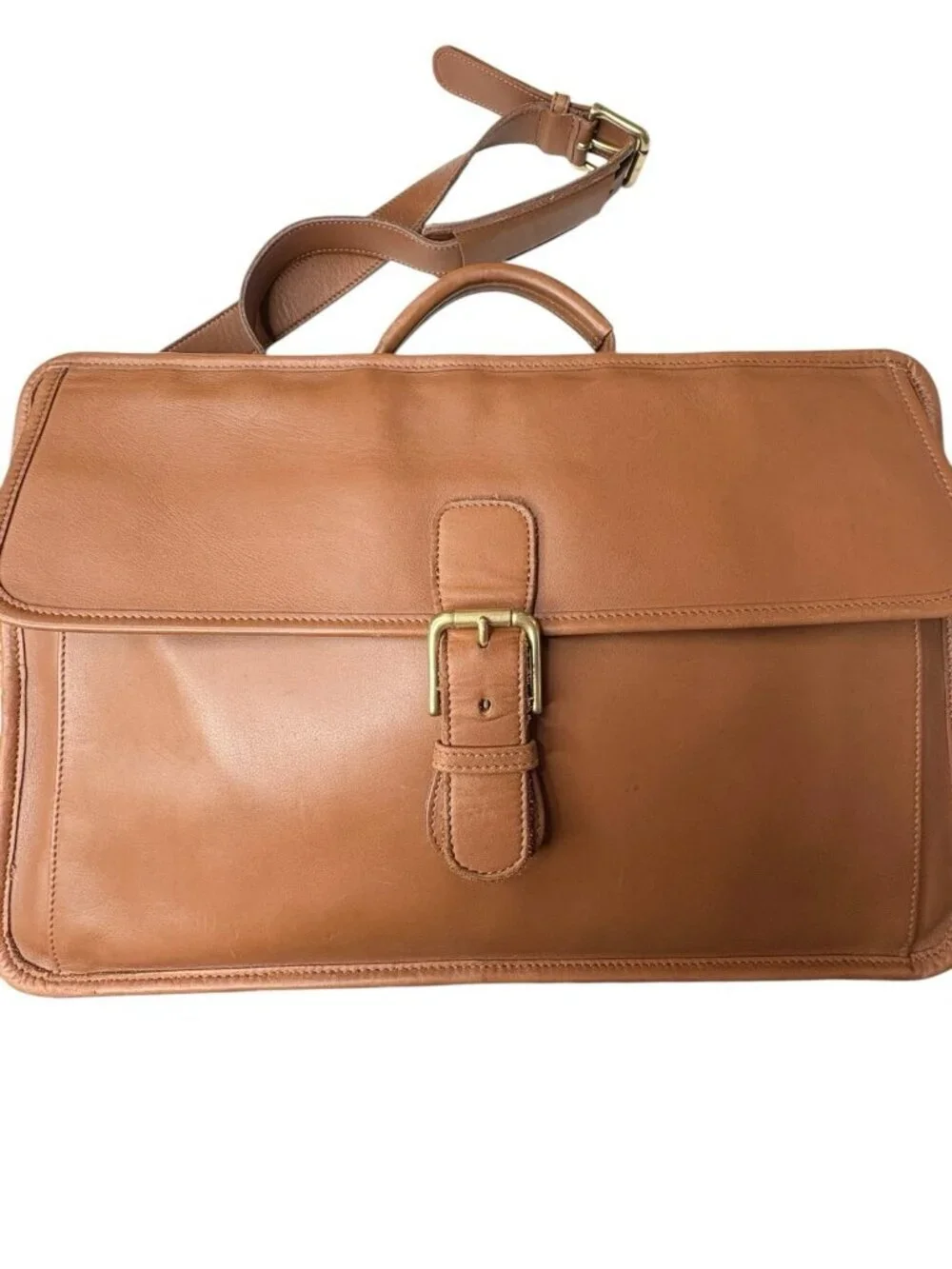 Coach Vintage 90s Double Zip Organizer Business Briefcase #675-0537 Leather Tan